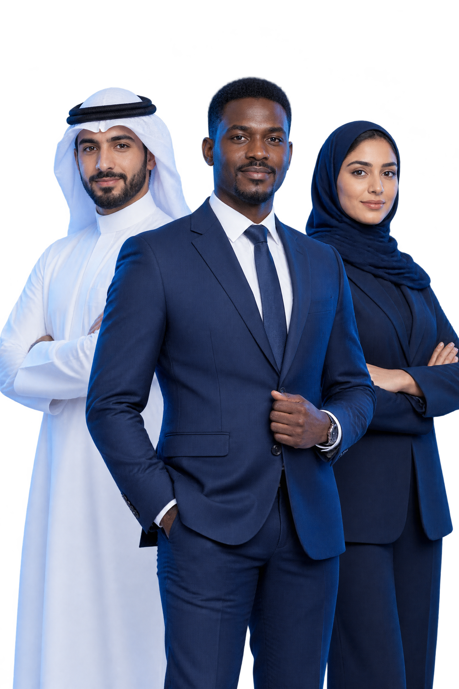 Three diverse professionals representing Masarak 360