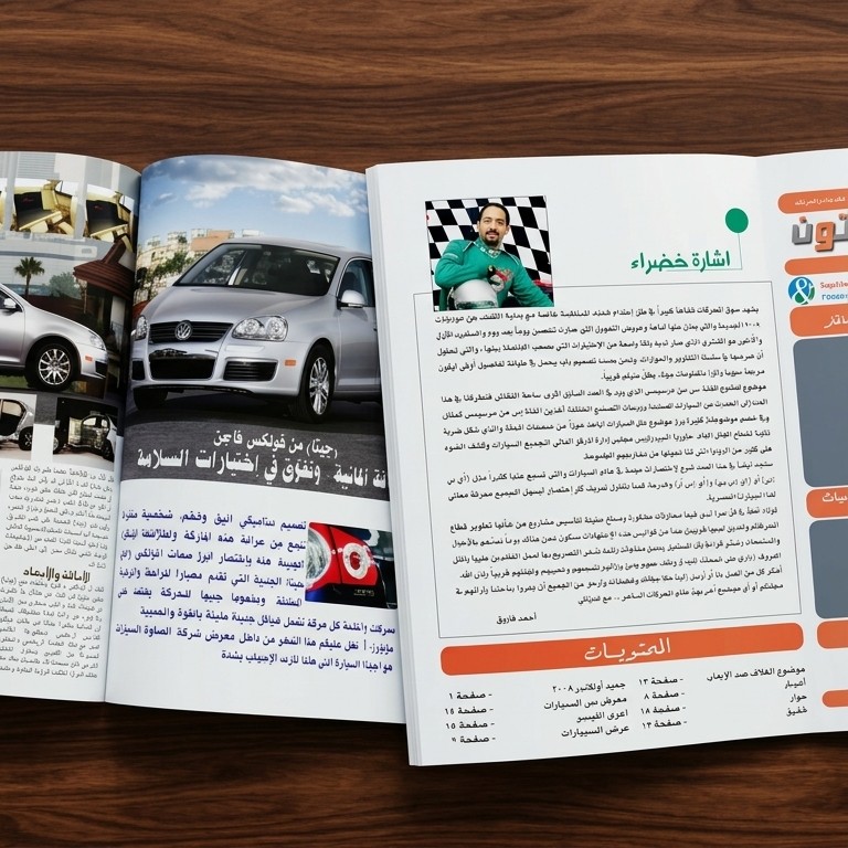صفحات من مجلة موتورز-ون تتضمن السيارات والمحتوى التحريري